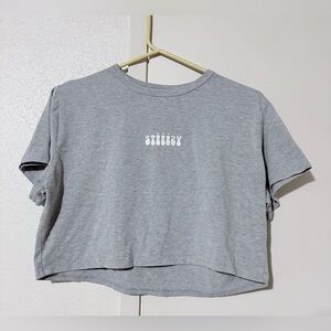 Woman’s Size Large Comfy Grey Official Stiiizy Merch Short Sleeve Crop Top